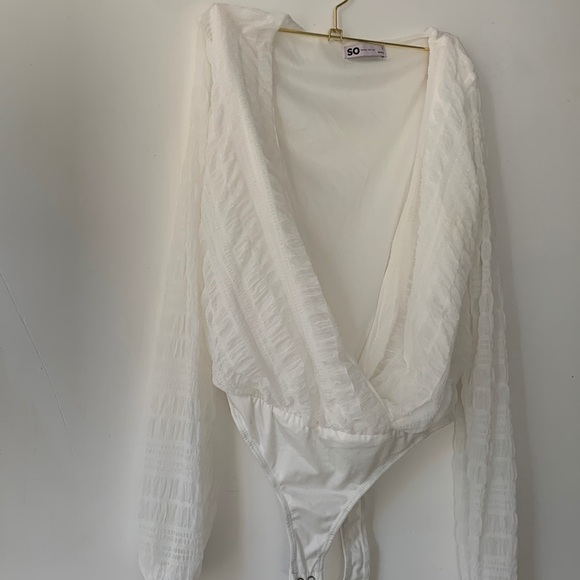 SO Goods for life size XS white color blouse with bottom panties bodysuits - Picture 1 of 8